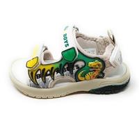 Bull Boys Sandali Sportivi Bambino DNCR5199 con audio Dinosauro,Velociraptor,Bianco Verde,triplo Strappo (Bianco Verde, Sistema Taglie Calzature EU, Bambino Piccolo (2-5 anni), Numero, Media, 25)