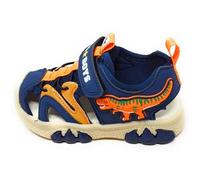 Bull Boys Sandali Sportivi con Dinosauro,Blu Navy e Arancione,A Strappo,Luci LED,Modello DNCL5050 T-Rex (Blu, Sistema Taglie Calzature EU, Bambino Piccolo (2-5 anni), Numero, Media, 28)