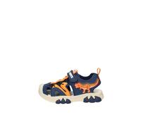 Bull Boys Sandali Sportivi con Dinosauro,Blu Navy e Arancione,A Strappo,Luci LED,Modello DNCL5050 T-Rex (Blu, Sistema Taglie Calzature EU, Adolescente, Numero, Media, 32)
