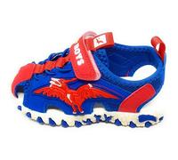 Bull Boys Sandali Sportivi con Dinosauro,Modello DNCL5052 Pterodattilo Blu Rosso,Luci LED,A Strappo,Suola Antiscivolo (Blu/Rosso, Sistema Taglie Calzature EU, Adolescente, Numero, Media, 31)