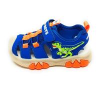 Bull Boys Sandali Sportivi per Bambini con luci nel Velociraptor,Blu e Arancione,A Strappo,Modello DNCL5053 (Blu, Sistema Taglie Calzature EU, Adolescente, Numero, Media, 30)