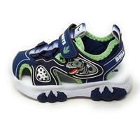 Bull Boys Sandalo DNCL5191 T-Rex a punta chiusa,Luci LED,Suola Ammortizzata con Impronta Dinosauro,A Strappo (Blu, Sistema Taglie Calzature EU, Adolescente, Numero, Media, 33)