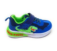 Bull Boys scarpa Dinosauri con luci modello DNAL5142 Jungle Raptor blu royal