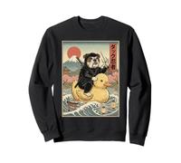 Bull Dog Ninja Giappone Vintage Giapponese Ukiyo-e Art Felpa