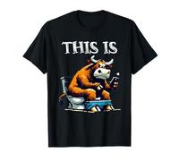 Bull is Sitting On A Toilet With Smartphone Bullshit Crap Maglietta