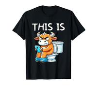 Bull is Sitting On A Toilet With Smartphone Bullshit Crap Maglietta