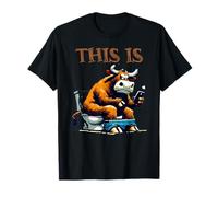 Bull is Sitting On A Toilet With Smartphone Bullshit Crap Maglietta