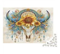 Bull Skull Puzzle 1000 Pezzi Elements of Nature And Mysticism Puzzle Legno Premium Facile Da Comporre Per Adulti Idea Regalo Art Collection Giochi Rilassamento E Intelligence Challenge 1000pcs (75x50c