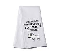 Bull Terrier - Asciugamano da cucina con scritta "A Kitchen Is Not Complete Without A Bull Terrier", regalo per amanti di Bull Terrier