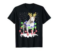 Bull Terrier Cane Natale Brutto Maglione Luci di Natale Maglietta
