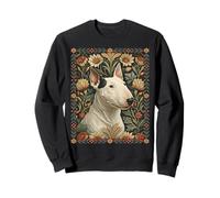 Bull Terrier Inglese Bianco con Toppa Nera Vintage Floreale Felpa