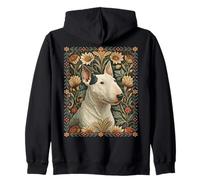 Bull Terrier Inglese Bianco con Toppa Nera Vintage Floreale Felpa con Cappuccio