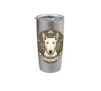 Bull Terrier Inglese Bianco Elegante Art Nouveau Bicchiere termico in acciaio inox doppia parete