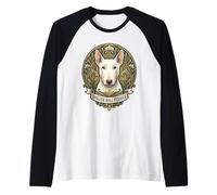 Bull Terrier Inglese Bianco Elegante Art Nouveau Maglia con Maniche Raglan