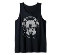 Bull Terrier Inglese Con Cuffie DJ Musica Amante Del Cane Canotta