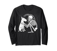 Bull Terrier Inglese Skeleton Moon Halloween, Amante dei Cani Maglia a Manica