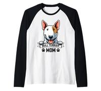 Bull Terrier Mamma Carino Cartone Animato Inglese Bull Terrier Amante Maglia con Maniche Raglan