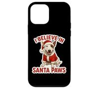 Bull Terrier natalizio in miniatura «I Believe In Santa Paws» Custodia per iPhone 12 mini