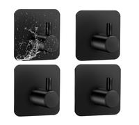 Bull Tiger Prestige 4 ganci autoadesivi neri, ganci adesivi neri, ganci adesivi neri, ganci adesivi neri, portasciugamani senza foratura, per casa, cucina, bagno, nero (nero)