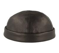 Bullani Berretto docker | Cappello da marinaio in 100% pelle - Prodotto in Germania - Comodo e delicato sulla pelle - Marrone (61, Marina)