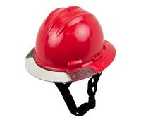 Bullard AboveView Elevate Safety Hardhat a 3 costine, con sottogola a 3 punti, cuscinetto per sopracciglia in vinile, visiera trasparente, rosso