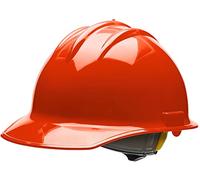 Bullard Elmetto rigido di sicurezza a 3 coste C30 con 6 punti di sospensione a cricchetto e cuscinetto in cotone per fronte, arancione ad alta visibilità