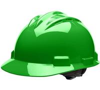 Bullard Elmetto rigido di sicurezza S62 a 3 coste con 4 punti di sospensione a cricchetto e cuscinetto in cotone per fronte, verde ad alta visibilità