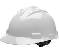 Bullard Elmetto rigido di sicurezza S62 a 3 coste con 4 punti di sospensione a cricchetto e cuscinetto in cotone per fronte, grigio gabbiano