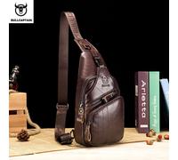 BULLCAPTAIN Borsa da petto in vera pelle Borsa a tracolla casual stile moda da uomo Borsa da lavoro da uomo in pelle di grande capacità