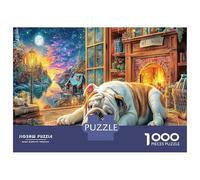 Bulldog a casa 1000 Pezzi Puzzle Fai Da Te Per Sviluppare Competenze Nella Risoluzione Di Problemi Bulldog che dorme Porch eccellente Per Animare Feste E Regali Per Intenditori 38x26cm/1000pcs