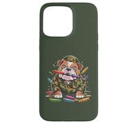 Bulldog Alimentato Da Pastelli Boot Camp MRE Eater Soldato Umorismo Custodia per iPhone 15 Pro Max