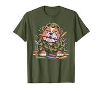 Bulldog Alimentato da Pastelli Boot Camp MRE Eater Soldato Umorismo Maglietta
