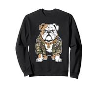 Bulldog Army Street Style Military Streetwear Animali Felpa