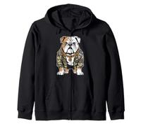 Bulldog Army Street Style Military Streetwear Animali Felpa con Cappuccio