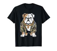 Bulldog Army Street Style Military Streetwear Animali Maglietta