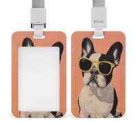 Bulldog che indossa occhiali da sole porta badge identificativo clip retrattile porta carte di credito protezione nome badge targhetta per lavoro ufficio medico infermiera