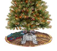 Bulldog che indossa un cappello di Babbo Natale in vetro colorato, gonna per albero di Natale, 90 cm, rotonda, decorazione per albero di Natale, decorazione per albero di Natale, decorazione per feste
