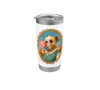 Bulldog che soffia gomma da masticare divertente storico cane ritratto Bicchiere termico in acciaio inox doppia parete