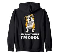 Bulldog con Scritta My Dog Thinks I'm Cool Felpa con Cappuccio