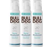 BULLDOG - Cura della pelle per gli uomini | Deodorante spray alla menta fresca e legno di cedro | Deodorante naturale da uomo 125 ml x 3 Pack