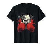 Bulldog da boxe con guantoni da boxe, kickboxing, divertente cane boxer Maglietta
