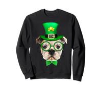 Bulldog Dog Leprechaun Hat Lucky Charm St Patricks Day Felpa