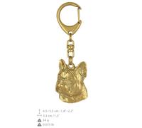 Bulldog Francese 2 - Portachiavi Placcato Oro Con Un Cane Art Dog DE