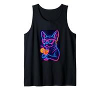 Bulldog francese al neon che indossa occhiali da sole incandescente Frenchie Canotta