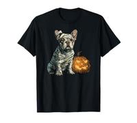 Bulldog Francese Cane Mummia Felice Halloween Uomo Donna Maglietta
