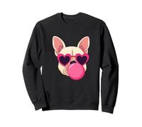 Bulldog francese carino rosa occhiali da sole che soffia bolla divertente Felpa