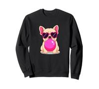 Bulldog francese carino rosa occhiali da sole che soffia bolla divertente Felpa