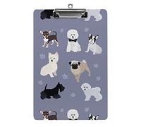 Bulldog Francese Carlino Highland White Terrier Cane Formato A4 Portablocco Estetico Divertente Lavorare Studiare Lettera Lavagna per Appunti Standard 12,5×8,5 in Pannello rigido per Aula Scolastica
