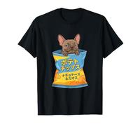 Bulldog Francese Che sbircia dal Chip Bag Anime Divertente Maglietta