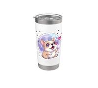 Bulldog francese che ulula alla luna Amante della razza di cani Kawaii Bicchiere termico in acciaio inox doppia parete